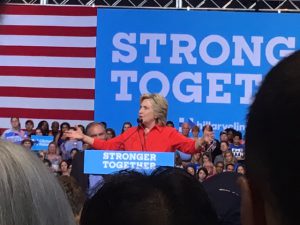 Hillary Clinton discusses jobs with the Pittsburgh crowd 